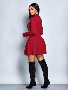 SOLERSUN 性感优雅简约春夏女装秋季女装冬季女装返校节礼服感恩节女装返校服教师服 - 紅色 - 查看 2