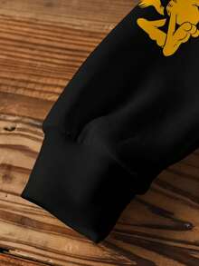 GARFIELD | SHEIN Young Boy Casual Letter & Cat Print Crew Neck Sweatshirt, Autumn - White - View 3