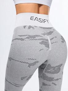 Eassivo Eassivo Damen High Waist elastische atmungsaktive bequeme Sport Leggings SL21201 - Grau - Übersicht 3