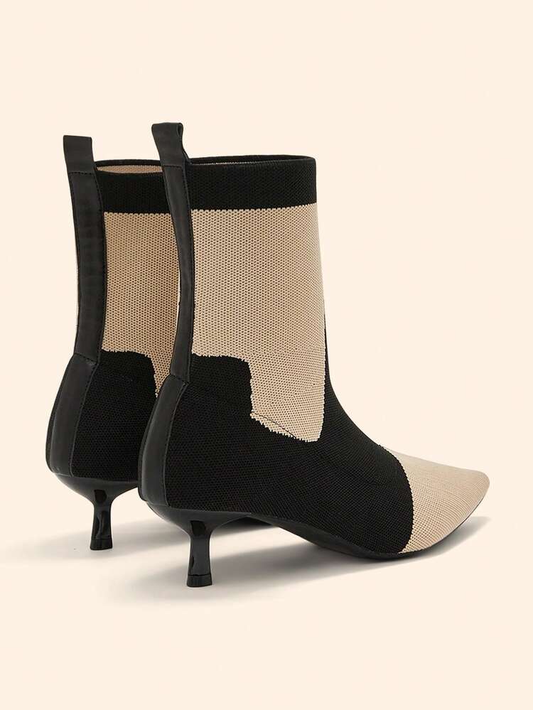CUCCOO BASICS Women's Fashion Commuter Color Block Pointed Toe High Heel Ankle Boots For Christmas