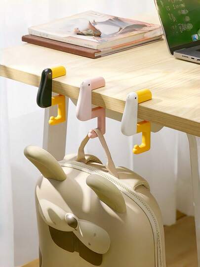Zazumi 1个创意鸭子免打孔桌面挂钩，可移动设计，强力抓握，适用于书包、办公室收纳整理，是家庭办公室、学生必备的圣诞礼物、节日礼物创意和必备单品。