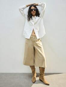 Maija Women's Khaki Jeans Bermuda Shorts Low-Rise Wide-Leg Pants Summer Casual Outfits In Y2K Style - Khaki - View 5