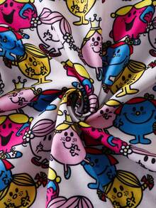 Mr Men Little Miss X SHEIN Young Girl Cartoon Pattern Cute Round Neck Short Sleeve T-Shirt - Multicolor - View 7