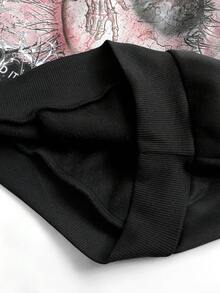 ROMWE MEN Men's Eye Pattern Hooded Casual Pullover Sweatshirt, Versatile For Commuting, Autumn/Winter - Black - View 7