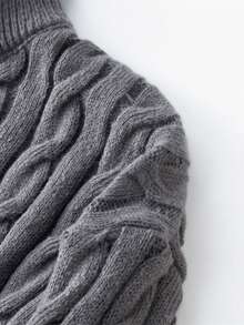 Chillumni 男士纯色简约休闲长袖毛衣 - 灰色 - 查看 4