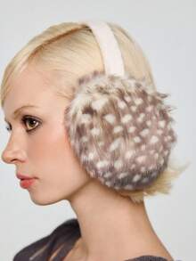 ROMWE Fairycore 1 chiếc bịt tai họa tiết động vật họa tiết hươu lông mềm mại phong cách cổ điển Millennium Babe, thời trang tối giản, đa năng, phong cách hoang dã dành cho nữ, thích hợp cho trường đại học, hẹn hò, du lịch, Halloween, Giáng sinh và các trang phục thu/đông khác - Xám - Xem 1