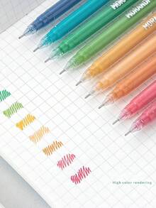 36pcs Classic Bag Set Morandi Color Pens Set Transparent Barrel Multi Colors Gel Ink 0.5mm Ballpoint Liner Marker For Drawing Highlighting - Pink - View 7