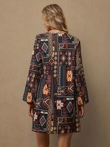 Freevana 女士复古印花长袖短裙