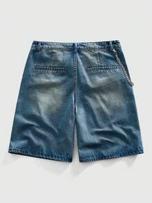 ROMWE MEN Street Life Pantalones cortos vaqueros de hombre con bolsillos, corte holgado y casual - Azul - Ver 2