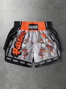 ROMWE MEN Street Life Men's Sports Shorts, Boxing Shorts, Basketball Shorts, Summer - Black - View 1