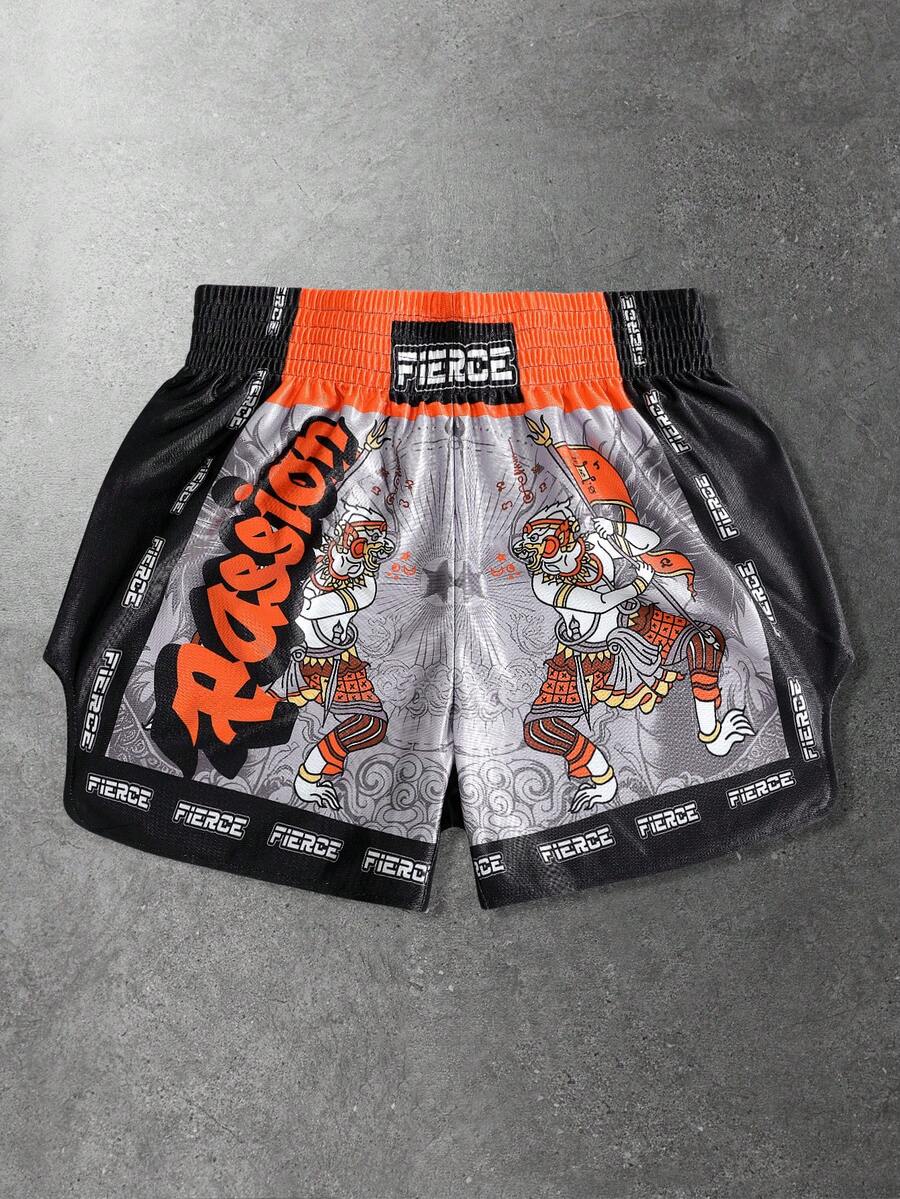 ROMWE MEN Street Life Men's Sports Shorts, Boxing Shorts, Basketball Shorts, Summer - Black - View 1