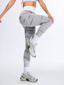 Eassivo Eassivo Damen High Waist elastische atmungsaktive bequeme Sport Leggings SL21201 - Grau - Übersicht 6