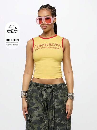 SUMWON WOMEN 4th Of July America|S Sweetheart Tank Top Sleeveless Crop Summer Y2K Fashion Athletic Sports Workout Gym Casual Streetwear Festival Urban Retro Varsity Style