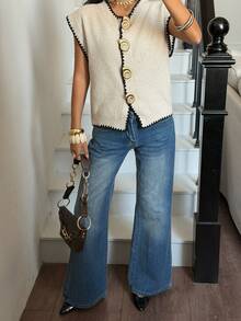 Siren Gaze Women's Casual Commuter Metal Buckle Knit Cardigan, Spring Ladies Knitted Sweater, Summer Casual, Birthday , Going Out Top - Apricot - View 6