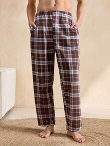 Men's Plaid Print Casual Pocketed Lounge Pants