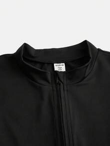 少女休闲纯色拉链喇叭连体裤