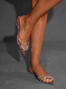 CUCCOO SZL Women's Fashionable & Elegant Rhinestone Embellished Flat Sandals For Christmas