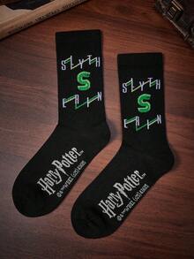 HARRY POTTER X SHEIN Kaos Kaki Wanita Model Crew - MultiWarna - View 2