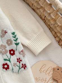 SHEIN Newborn Baby Girl Cute Cartoon Pattern Long Sleeve Sweater Romper, Autumn/Winter - Multicolor - View 4