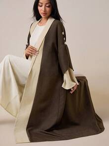 Veilorie 女士时尚优雅撞色开襟长袍 - 彩色 - 查看 7