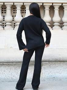 Mima John Women Sweater Co-ords Plain Casual - Hitam - View 2