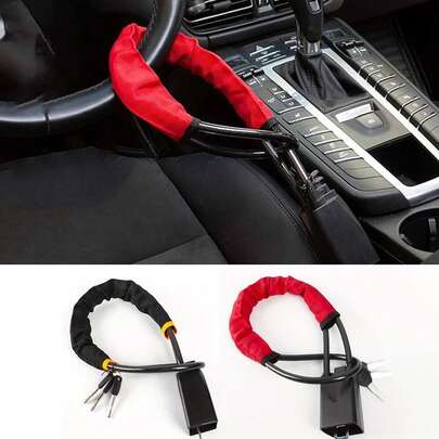 Besper Car Steering Wheel Lock With Seat Belt Buckle, Sturdy Lock, Universal Anti-Theft Device Lock, Suitable For Truck Sturdy Anti-Theft Lock Buckle, Car Lock, Car Steering Wheel Universal Anti-Theft Lock