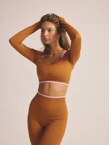 Aralina Stretch Performance Knit Long Sleeve Cropped Top High Waist Sculpting Leggings Matching Workout Sets Women Spring Clothes Women Set - Multicolor - View 9