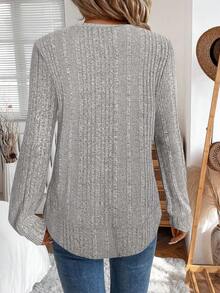 EMERY ROSE Áo nỉ nữ tay dài cổ tròn màu trơn, kiểu dáng thường ngày. - Màu Xám nhạt - Xem 2