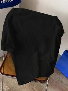 Manfinity Joysei 宽松落肩圆领休闲针织短袖T恤，夏季 - 黑色 - 查看 3