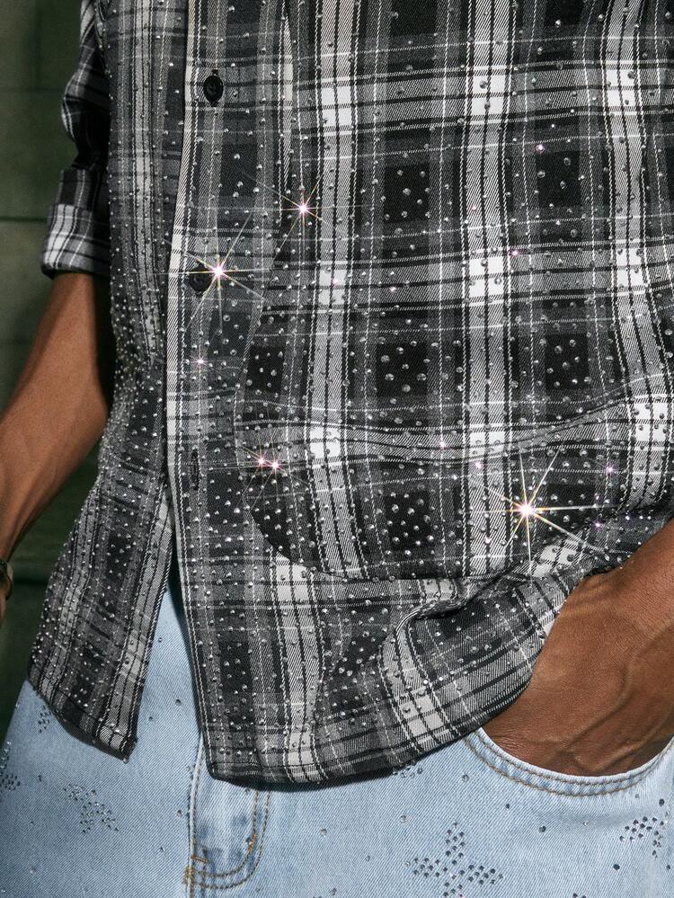 Men's Plaid Collar Single-Breasted Front Closure Fashionable Versatile Commuter Long Sleeve Shirt Men Flannel Shirt Men Long Sleeve Shirt Plaid Men Shirt Flannel Rhinestone Men Shirt Men Patchwork Shirt Treaty Oak Revival Men Plaid Shirt Men S Long Sleeve Shirt Men S Button Up Shirt