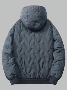 Manfinity Homme Áo khoác nỉ dài tay có mũ màu trơn dành cho nam, áo khoác mùa đông nam, áo khoác giữ ấm cho nam, áo khoác ngoài nam. - Xám - Xem 2
