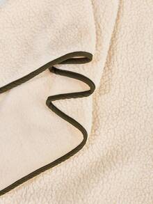 Eassivo Eassivo Casual High Collar Raglan Sleeve Warm Half-Zip Sweatshirt - Apricot - View 7