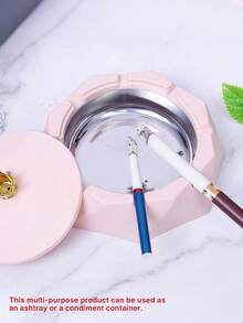 Shock-Proof Ashtray With Lid (PP + Stainless Steel), Suitable For Homes, Dormitories, Living Rooms, Hotels, And Bedrooms. New Model. - Pink - View 4