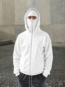 HIMLAND 男士复古街头风休闲通勤双层连帽衫 - 白色 - 查看 7