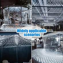 1 Guirnalda de luces solares de malla perfecta para árboles, patios, jardines, fiestas, balcones y decoraciones de pared, con múltiples modos de iluminación intermitente, control de botón, alimentación con panel solar - Multicolor - Ver 15