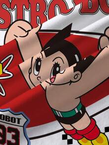 Astro Boy X SHEIN Camiseta de cuello redondo de manga corta con estampado de dibujos animados informal para niño preadolescente, adecuada para el verano - Multicolor - Ver 4