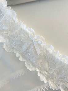 Pom Pom Decor Lace Panty Lingerie - White - View 4