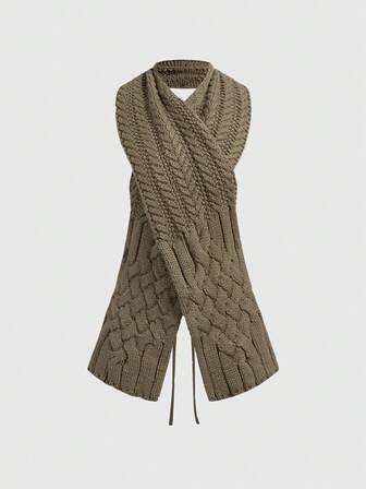 Grunge Punk Suéter de punto con escote halter, espalda descubierta y cordones, estilo vintage Y2K sexy