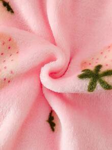 SHEIN 3件套女婴休闲草莓蝴蝶结花朵图案毛绒裤 - 彩色 - 查看 4