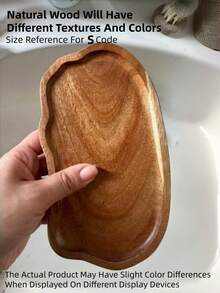 1pc Solid Wood Breakfast Tray, Bathroom Tray, Asymmetric Shape Serving Platter, Cheese Board, Decorative Kitchen Tray, Dining Service Plate