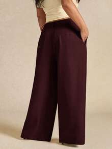 SHEIN BAE Quần công sở lệch vai thanh lịch cỡ lớn cho nữ, Thu/Đông - Màu Tím - Xem 7