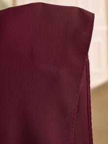 Al Najma Plus Size Elegant Embroidered Detail V-Neck Loose Dress, Autumn Kaftan Jalabiya Dress Turkish Dress - Burgundy - View 8