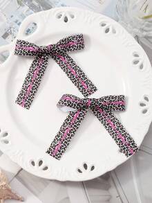 ROMWE Kawaii 2pcs Pince à cheveux DIY minimaliste polyvalente vintage chic de haute qualité avec pendentif note de musique & nœud papillon noir & blanc, ensemble de pinces latérales, convient aux femmes, aux filles, pour le port quotidien, cadeau de vacances - Multicolore-7 - Voir 3