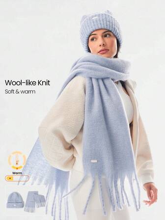 GLOWMODE LayerUp Synthetic Warm Soft Insulating Scarf Beanie Set Autumn Winter Outdoors Daily Casual Wear