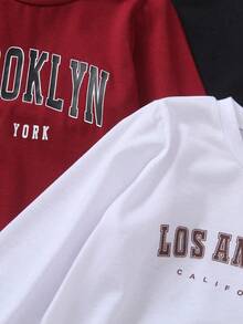 3件装字母印花圆领长袖T恤，图案意义深刻且趣味十足，面料柔软舒适，适合日常穿着、上学、运动、居家穿着。 - 彩色 - 查看 5