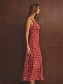 Aralina Women's Casual Chic Elegant Polka Dot Red Maxi Dress Perfect For Christmas Party Outfits And New Years Party Outfits Event Season Dressing And Party Season Dressing - Red - View 3