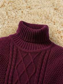 SHEIN Baby Boy Casual Comfortable Long Sleeve High Neck Pullover Sweater, Autumn/Winter