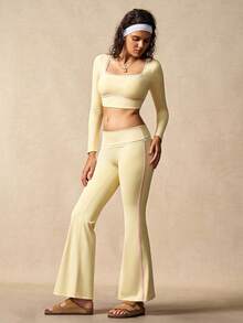 VARSIVA 女式蕾丝花边短款上衣和喇叭裤运动套装 - 彩色 - 查看 6