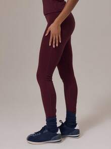 Musera Sport 运动交叉腰带紧身裤套装（仅下装）冬季运动服 健身房锻炼 - 酒紅色 - 查看 2