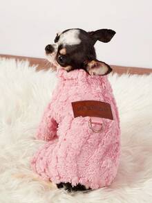 PETSIN 1 New Pet Korean Powder Four Legged Coat With Thickened Leather Label That Can Be Used To Tow Pets, Dogs, Cats, Clothes, Cat Supplies, Autumn And Winter Magic Bucket - Pink - View 3